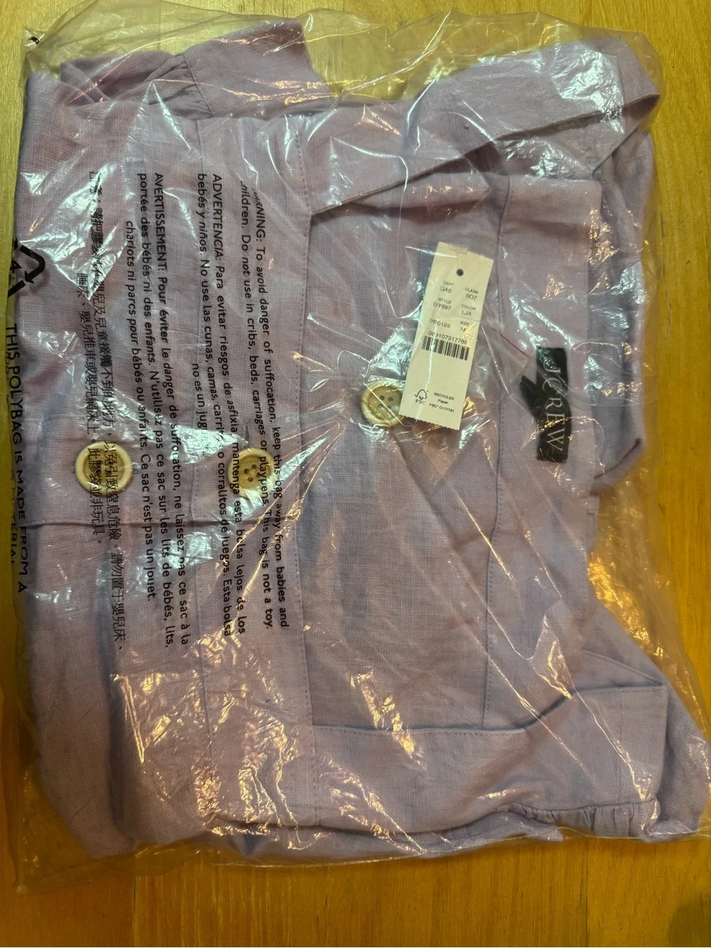 NWT J.Crew Linen Squareneck Button-Up Top Lavender Jade Medium BY697